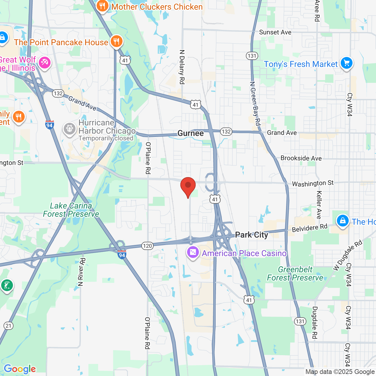 Google map image of our location in 310 S Greenleaf St Gurnee, IL